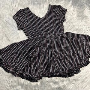 Little Minis Girls 5T Black Metallic Striped Short Sleeve Ruffle Dress